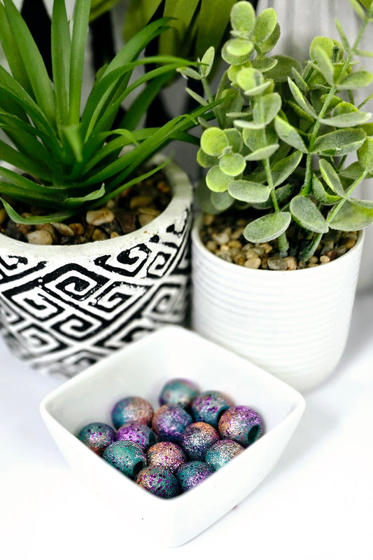 Purple Orange and Turquoise with Glitter Flakes