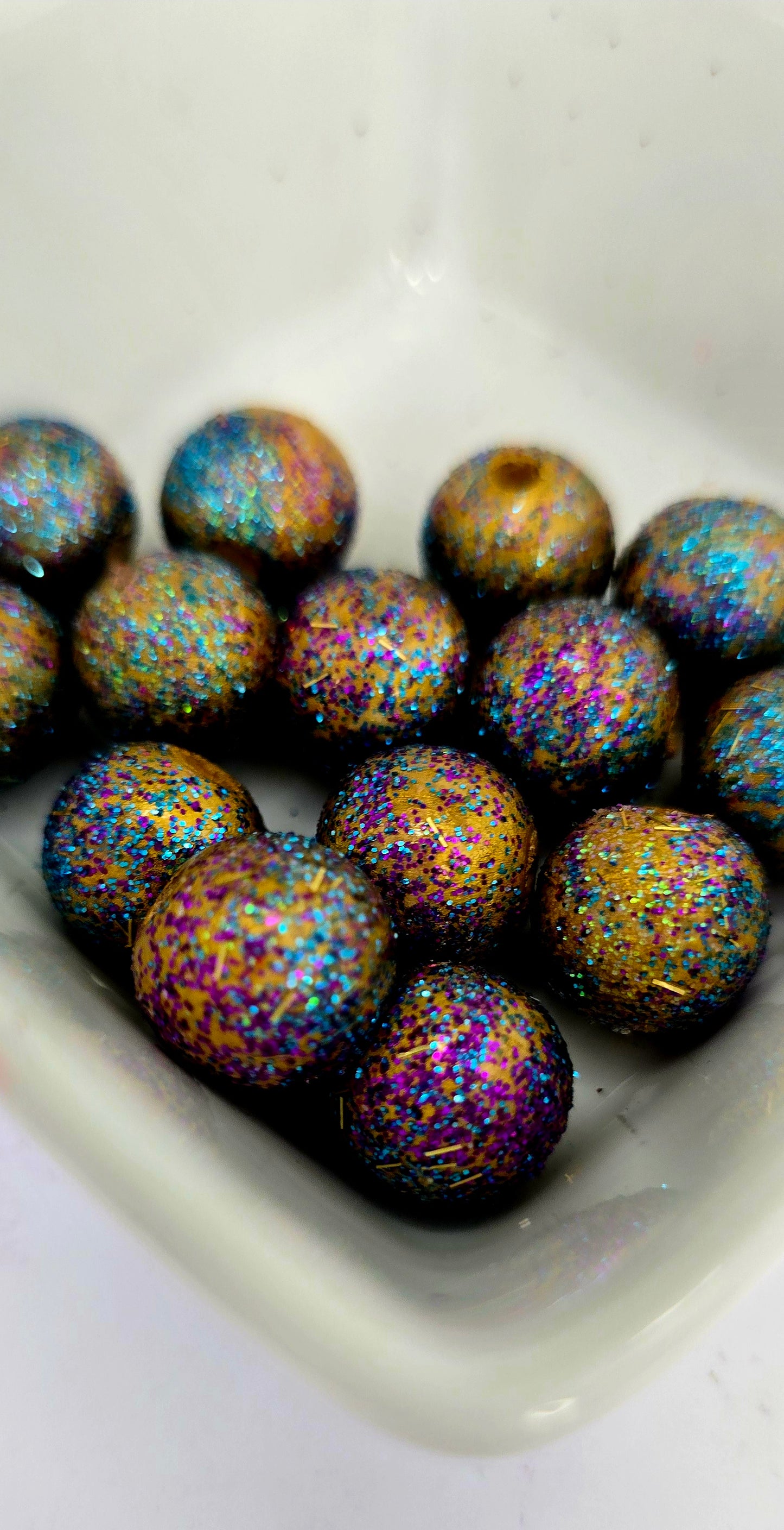 Purple Gold and Turquoise Glitter Beads