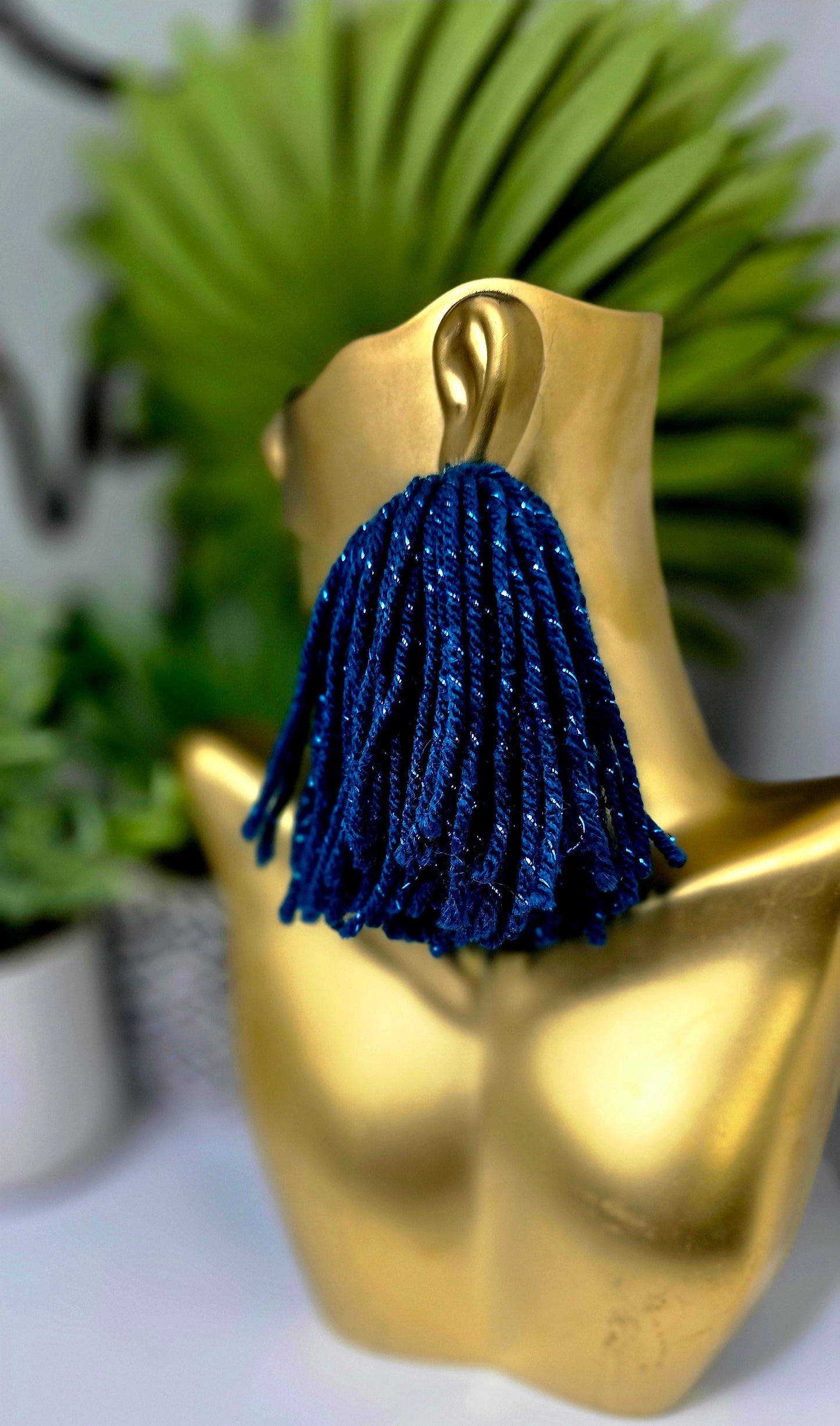 Shimmering Teal Tassel Earrings – Lightweight, Bold & Statement-Making