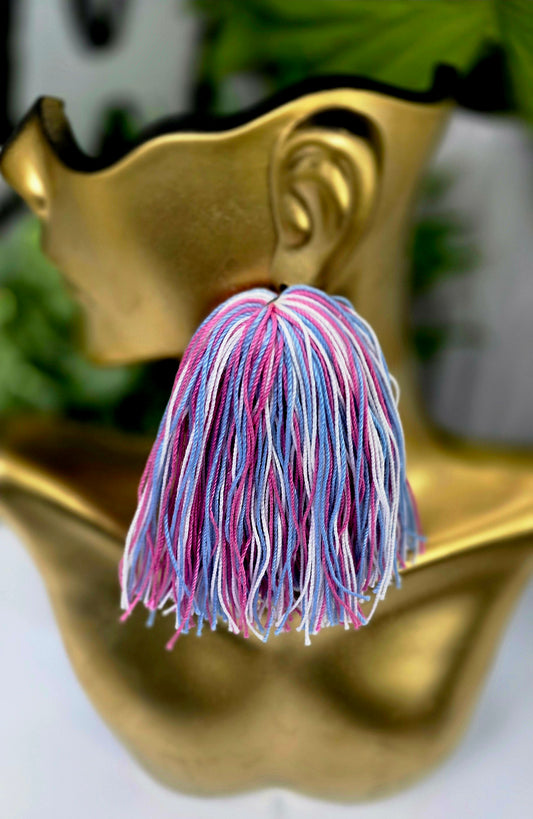 Pink and Light Blue Jack and Jill Inspired Tassel Earrings – Sassy, Lightweight, Bold & Statement-Making