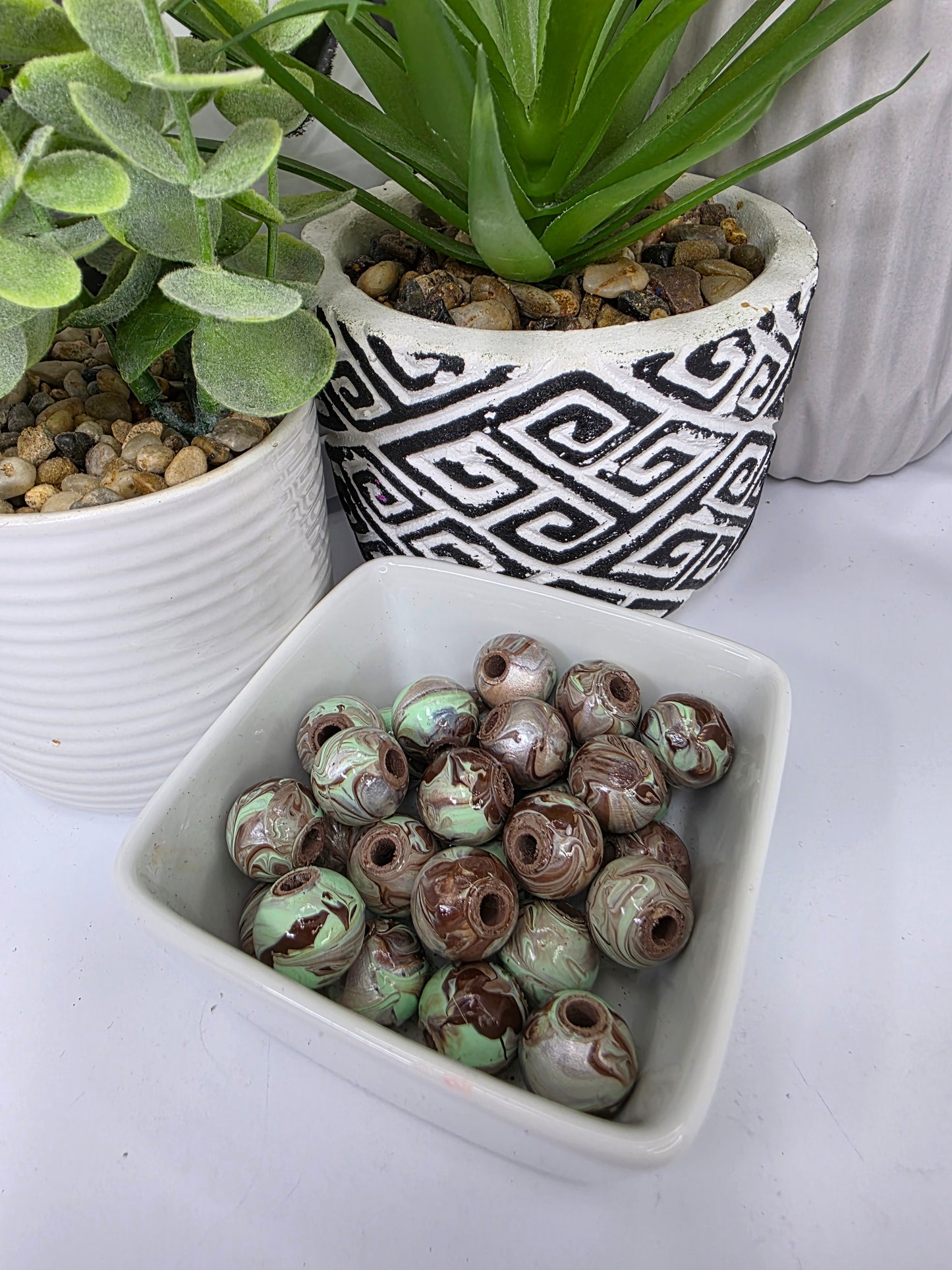 Chocolate Pearl and Mint Green