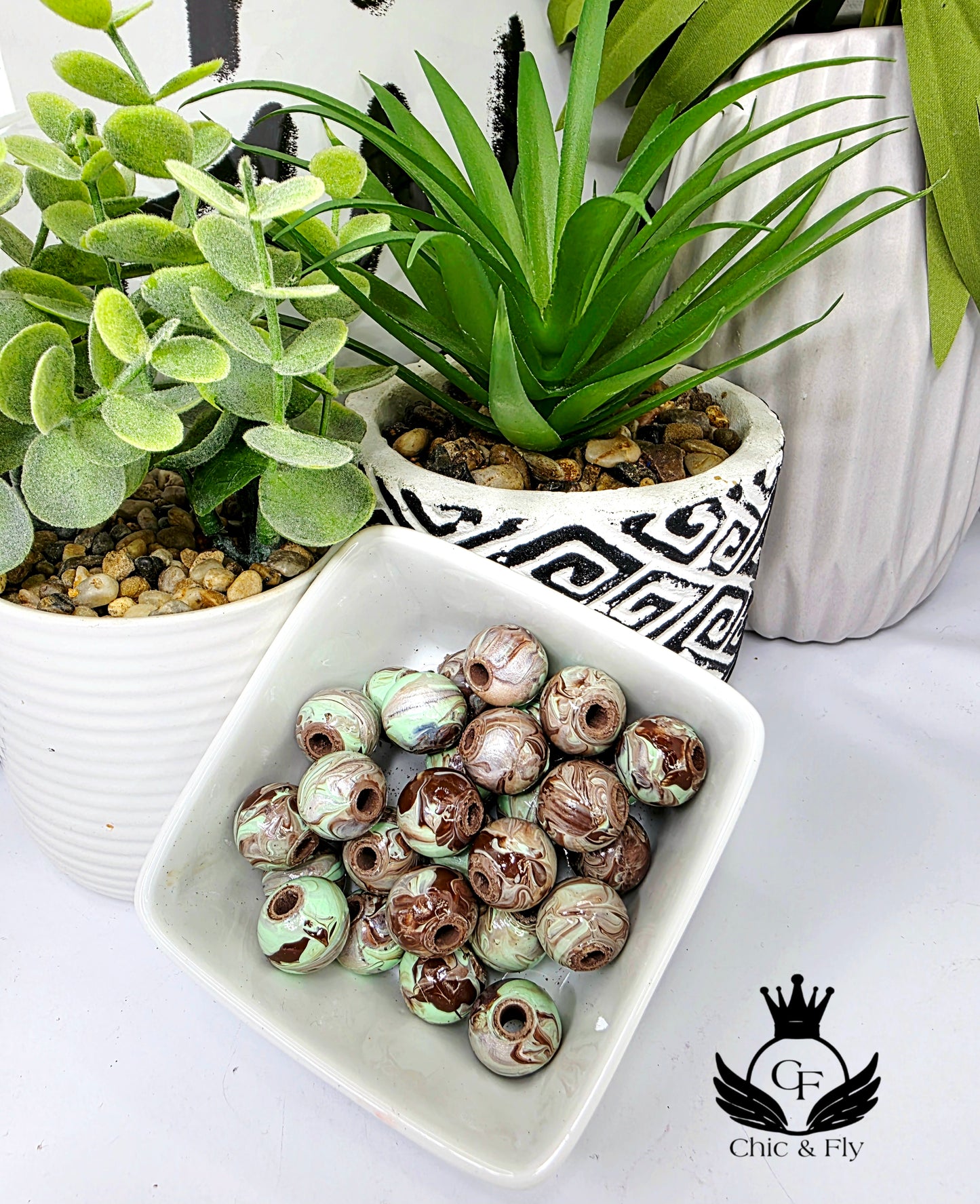 Chocolate Pearl and Mint Green