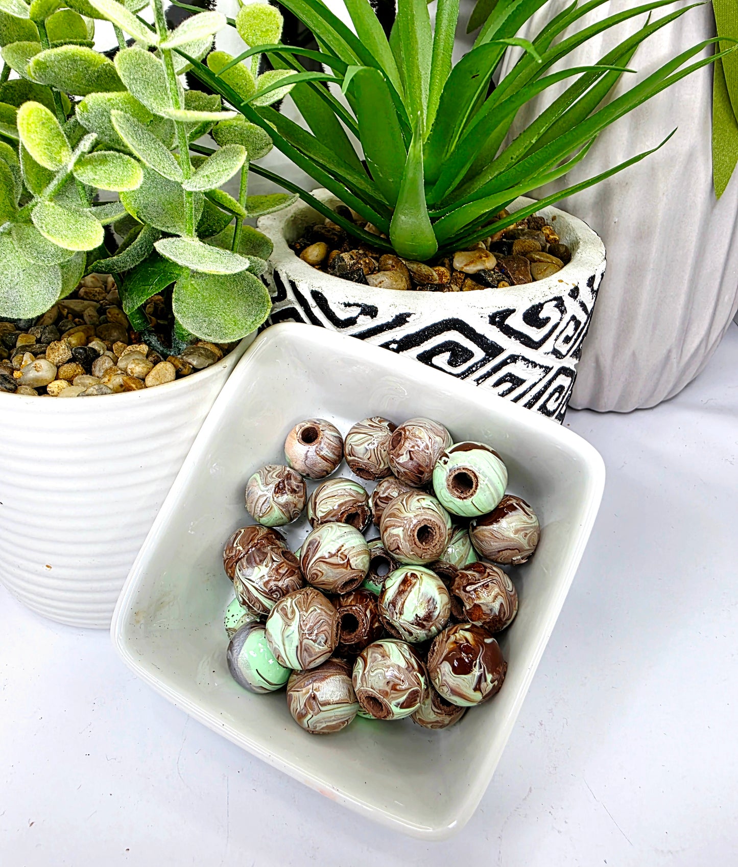Chocolate Pearl and Mint Green