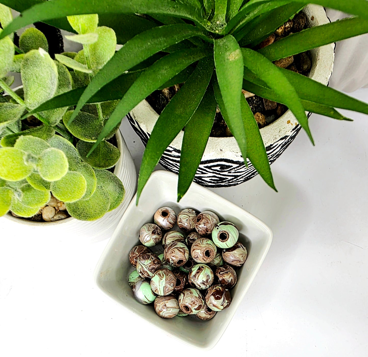 Chocolate Pearl and Mint Green