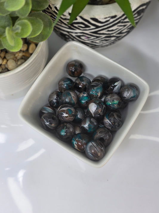 Brown, Pearl, Teal and Black