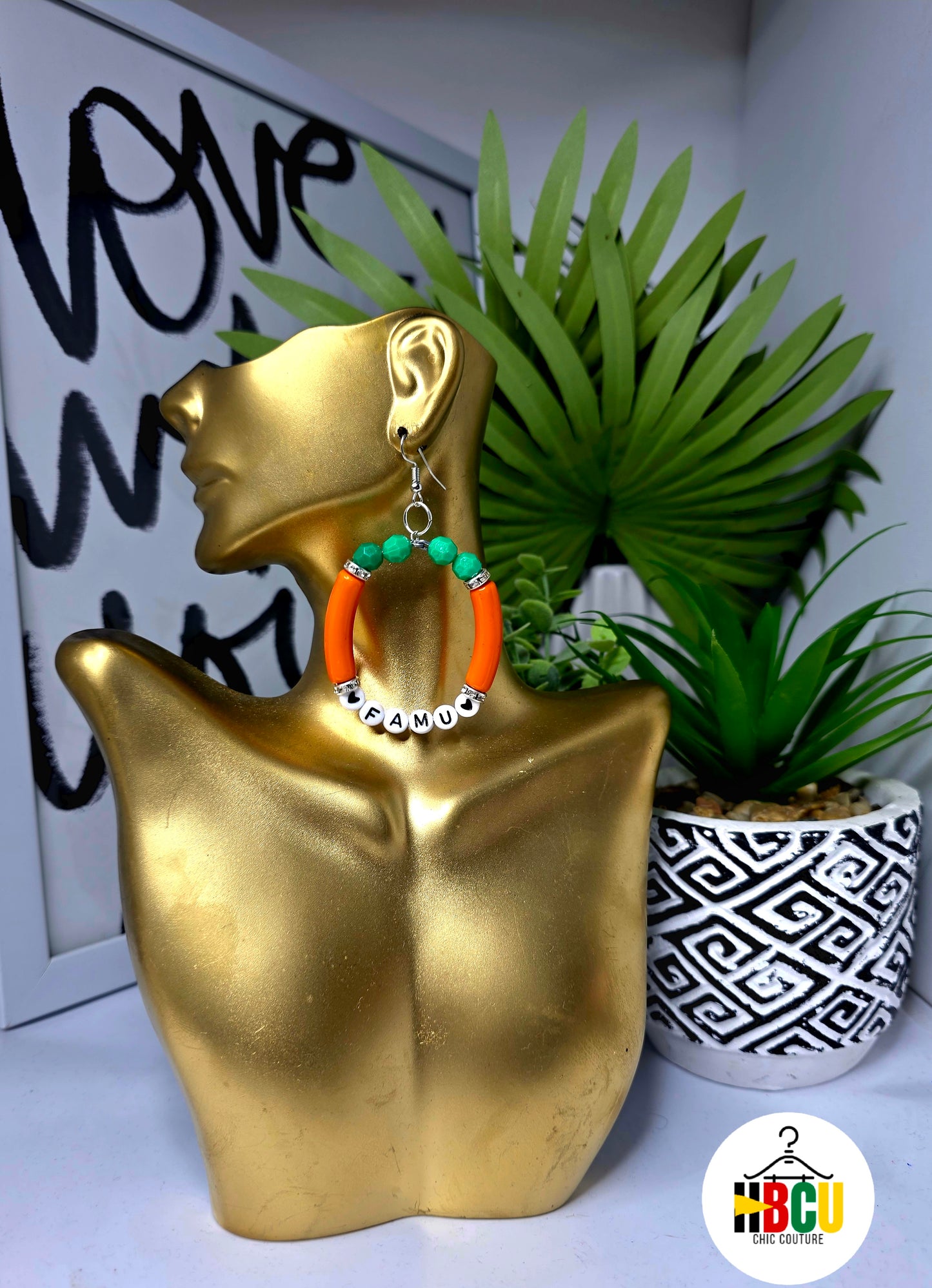 Orange, Green and White Hoop Earrings Lightweight, Bold & Statement-Making