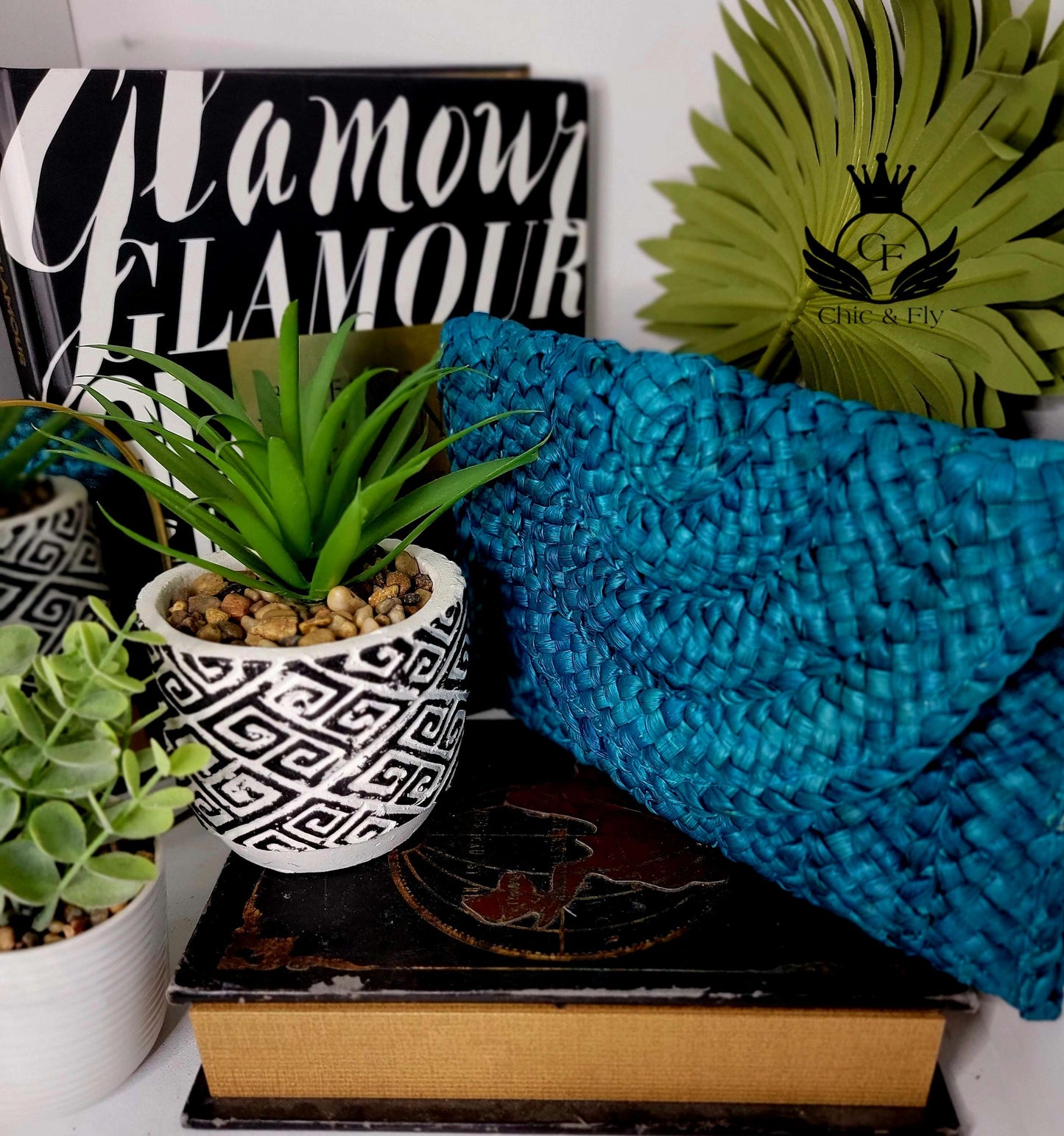 Ms. Stranese Turquoise Small Straw Clutch image 0