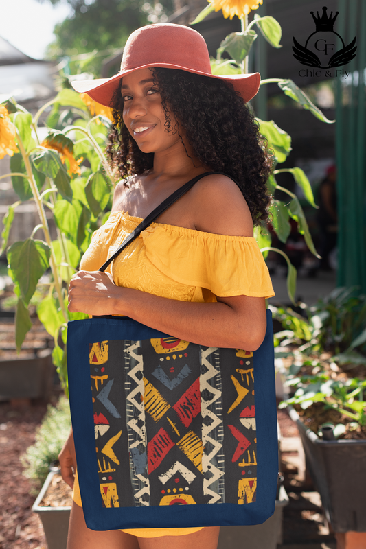 "Afrocentric Tribal Art Tote Bag – Bold African-Inspired Canvas Shoulder Bag image 1