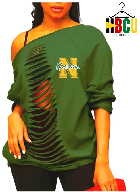 Norfolk State University... Ripped Off Shoulder Sweatshirt