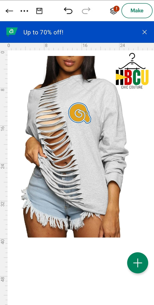 Albany State University... Ripped Off Shoulder Sweatshirt