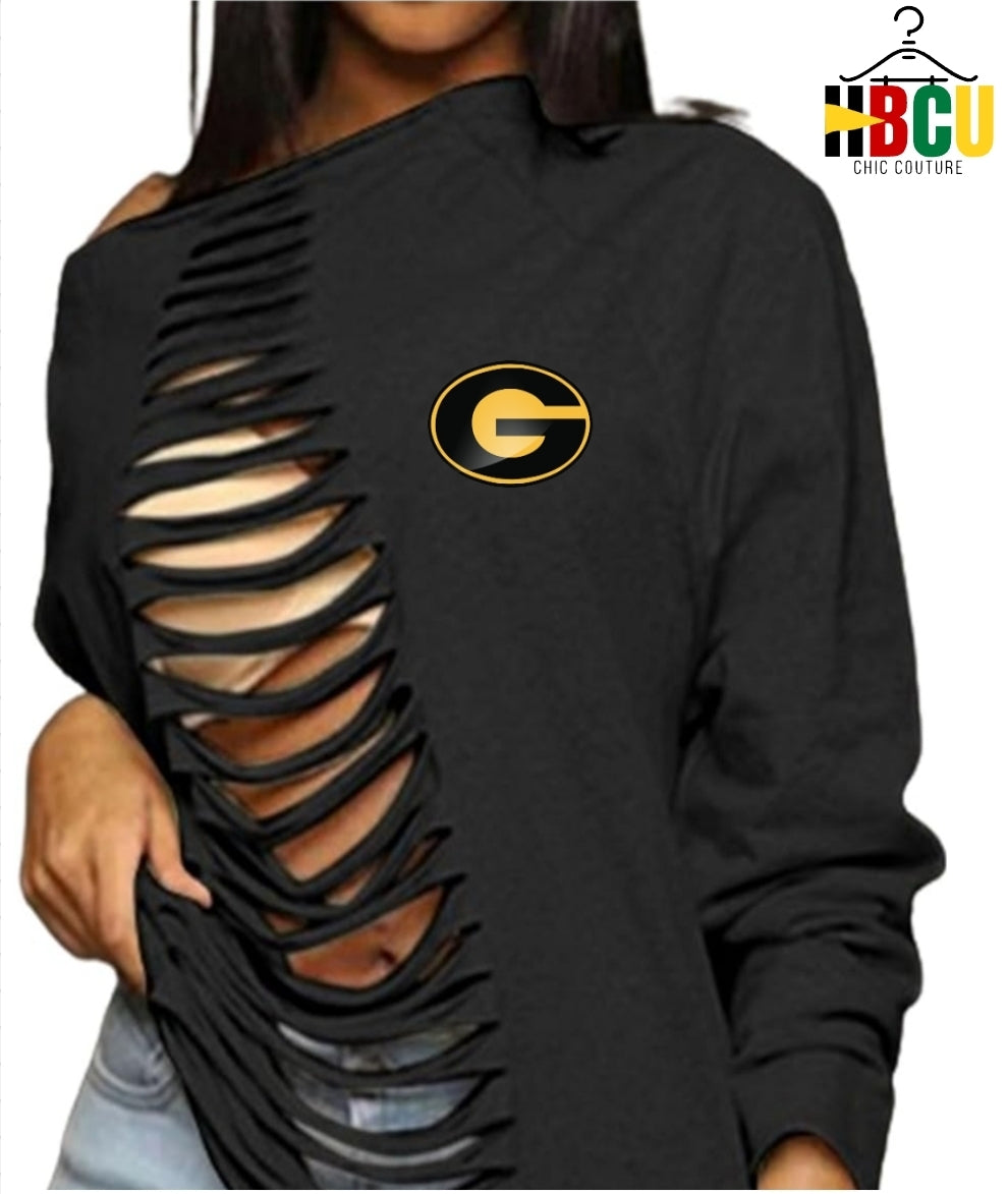 Grambling State University... Ripped Off Shoulder Sweatshirt