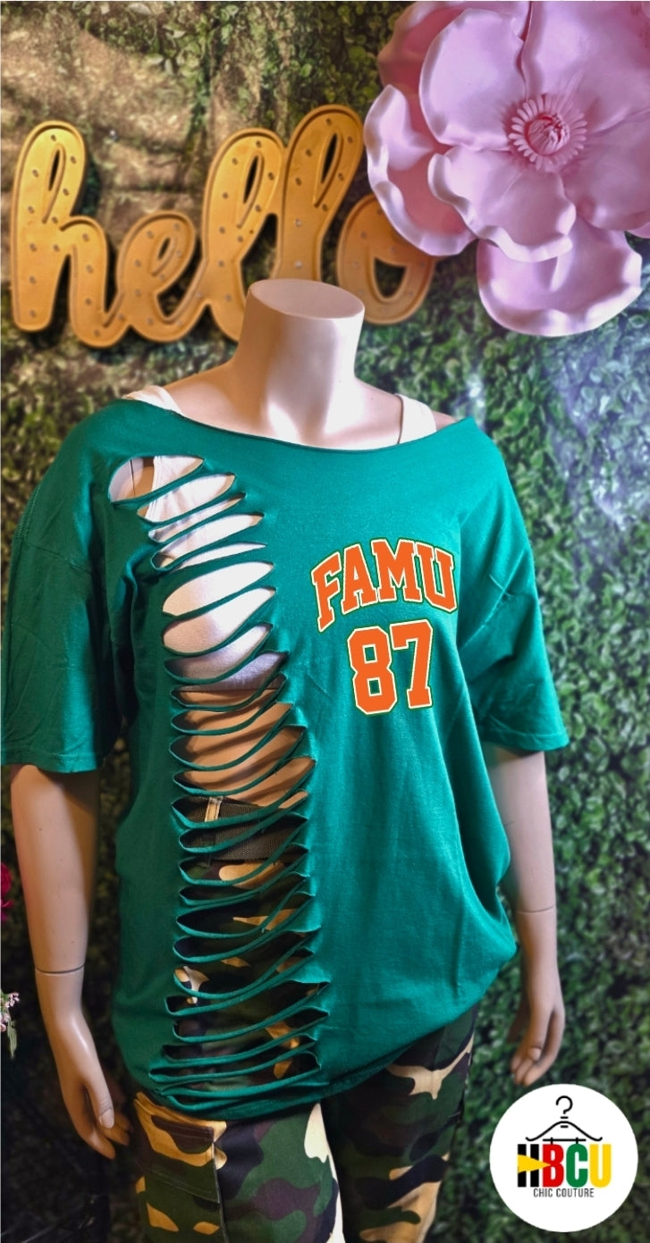 Florida A&M University... Ripped Off Shoulder Tshirt