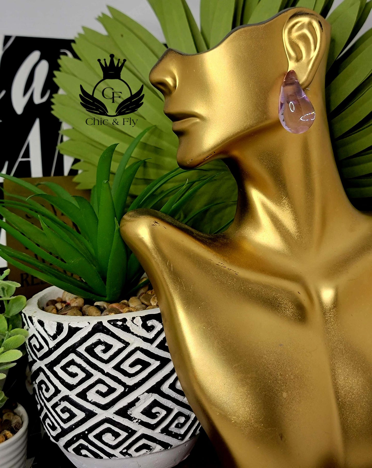 Ms. Terra Transparent Purple Bauble Tear Drop Earring image 0