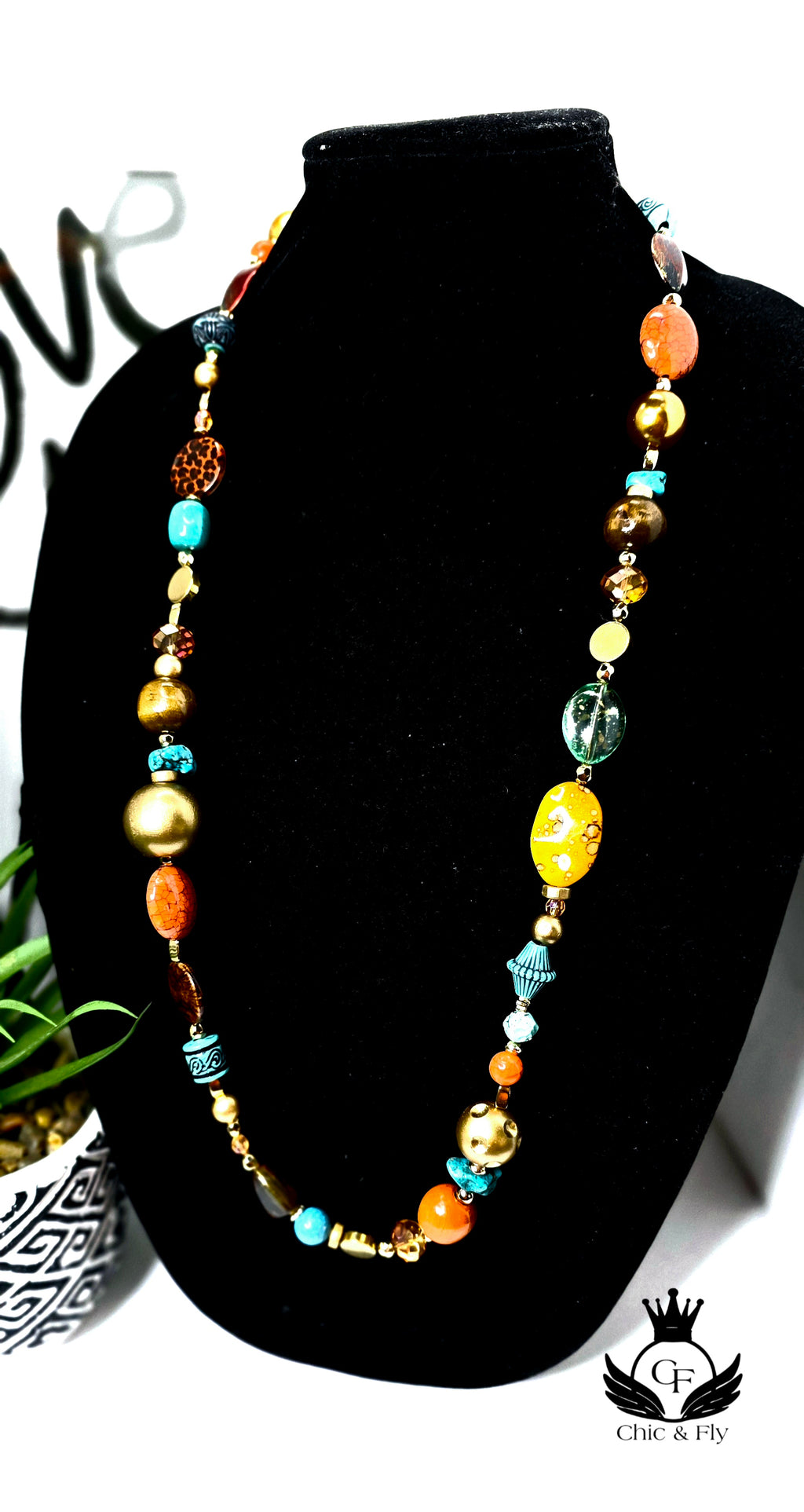 Ms. Ornessa Necklace, Brown,  Orange, Turqouise, and Gold  Chic Junk Collection  image 1