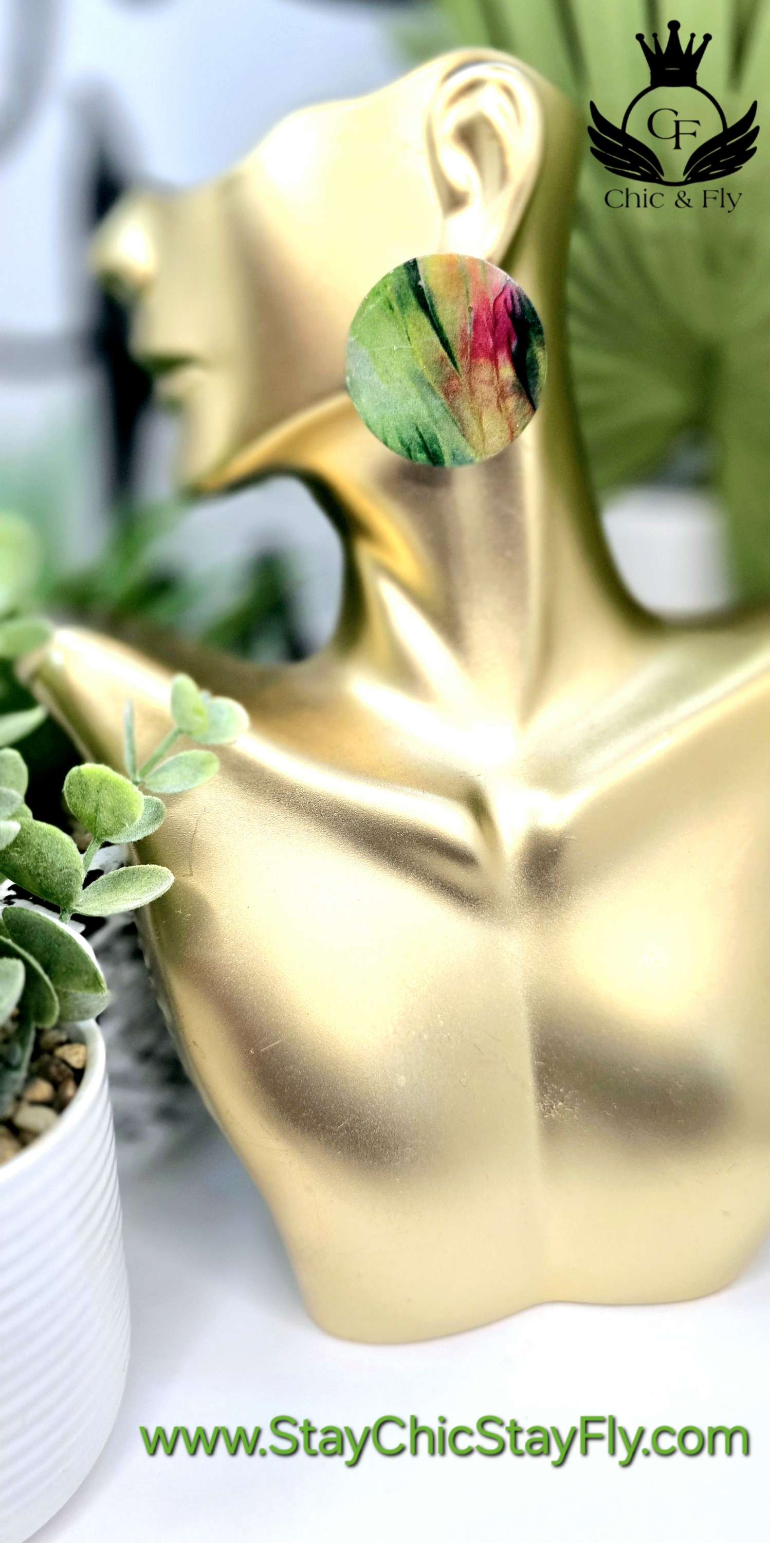 Ms. Aika... Circle Stud Style ... Colors are Pink, Yellow, Green, and Pearl image 0