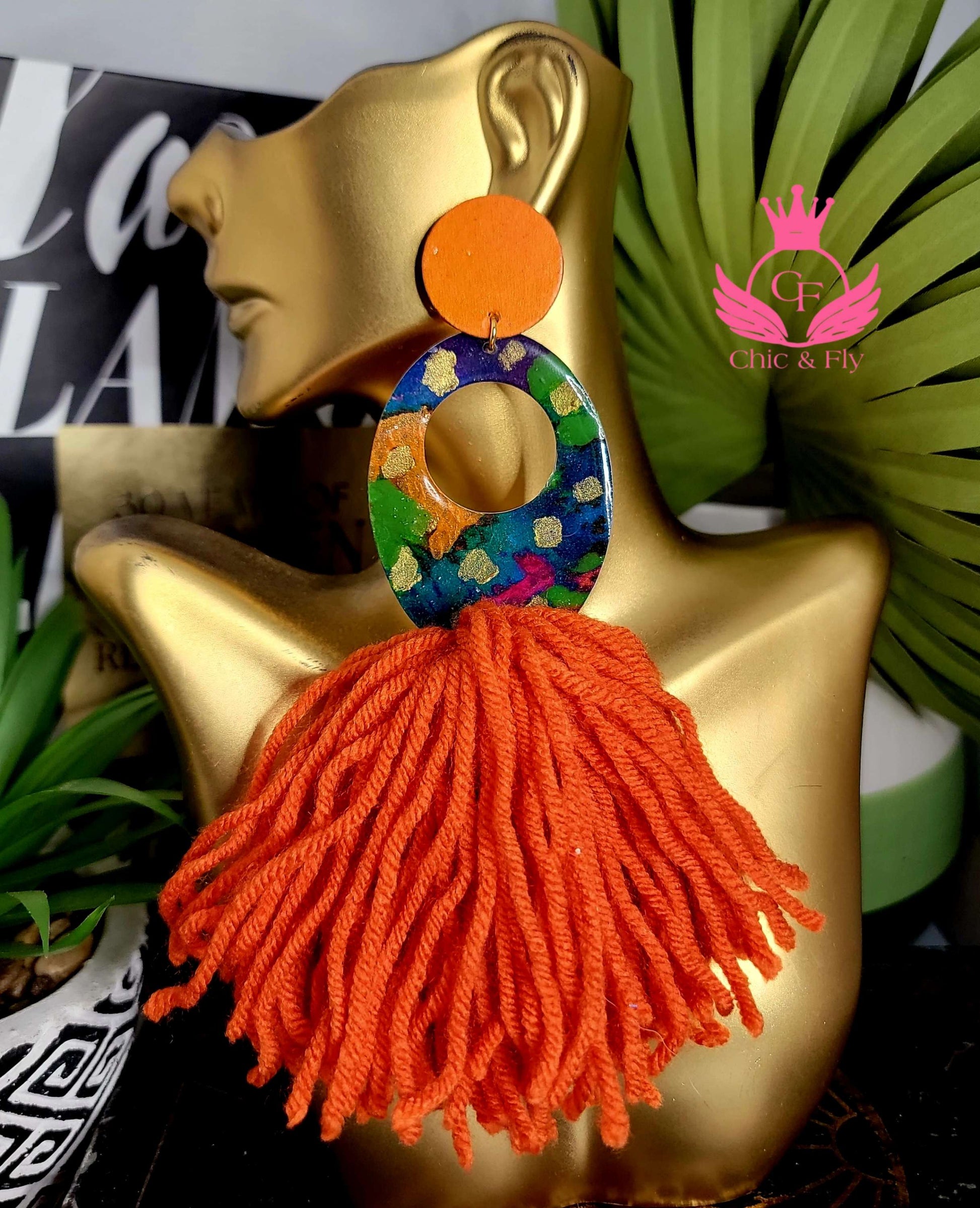 Ms.Tan Purple Orange Magenta Green Teal Multicolored Earrings image 2