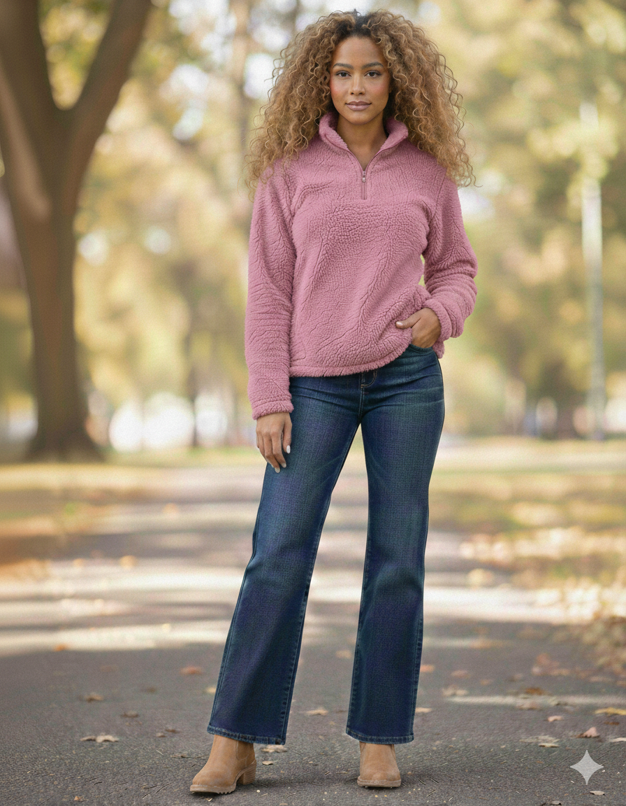Chic Sherpa Quarter-Zip Pullover