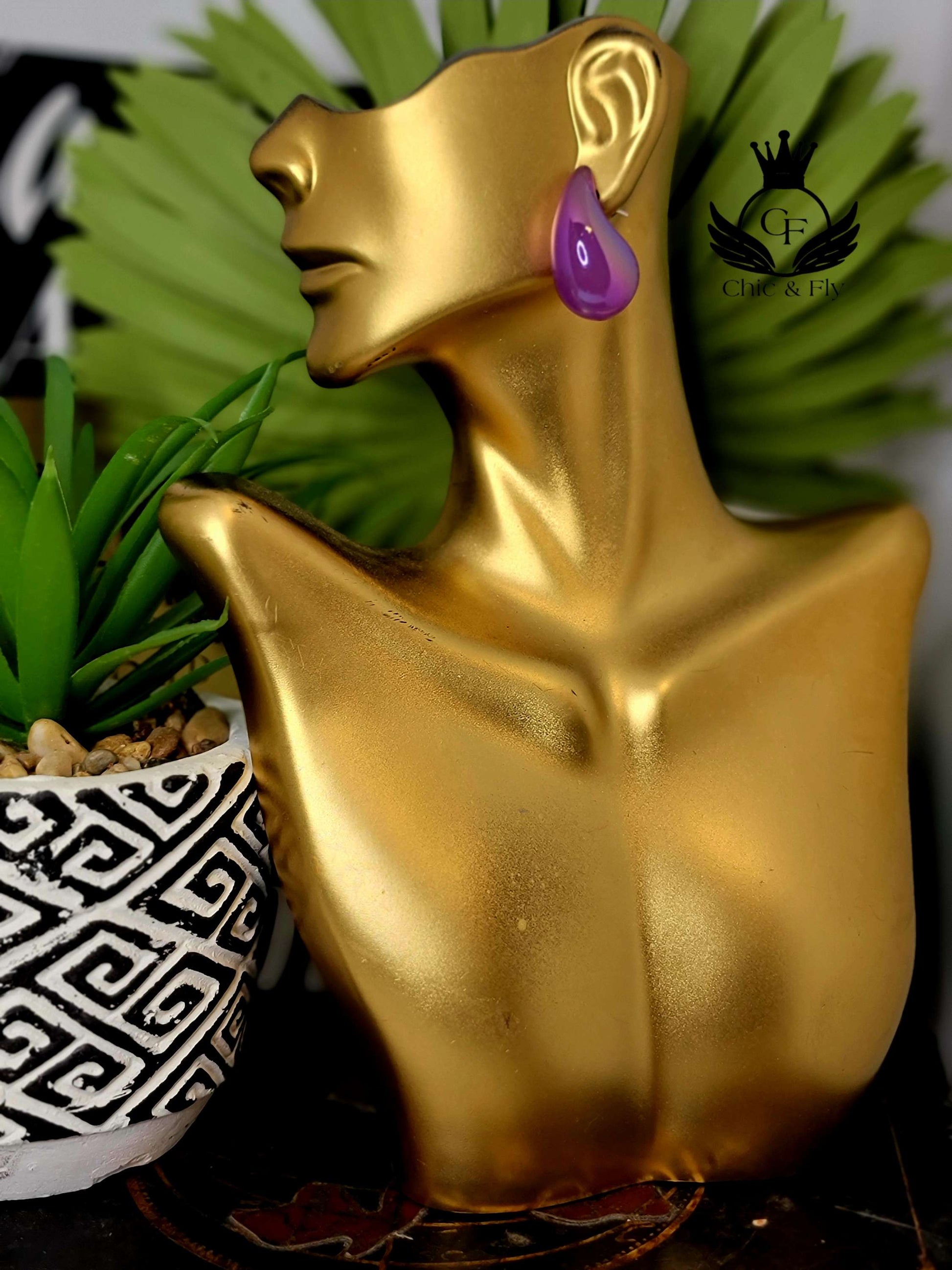 Ms. Terra Yellow Trendy Bauble Tear Drop Earring image 3