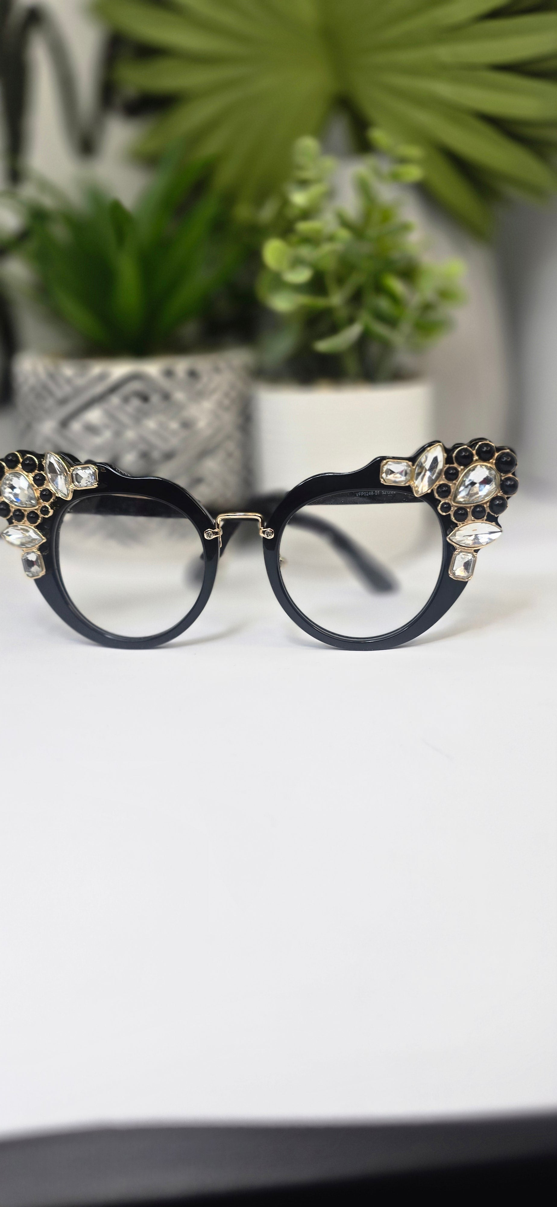 Ms.Khaliah Definitely a Statement Piece... Black and Rhinestone Fashion Glasses