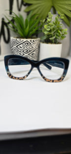 Ms.Natalie Cute Fashion Glasses Deep Teal and Tortoise