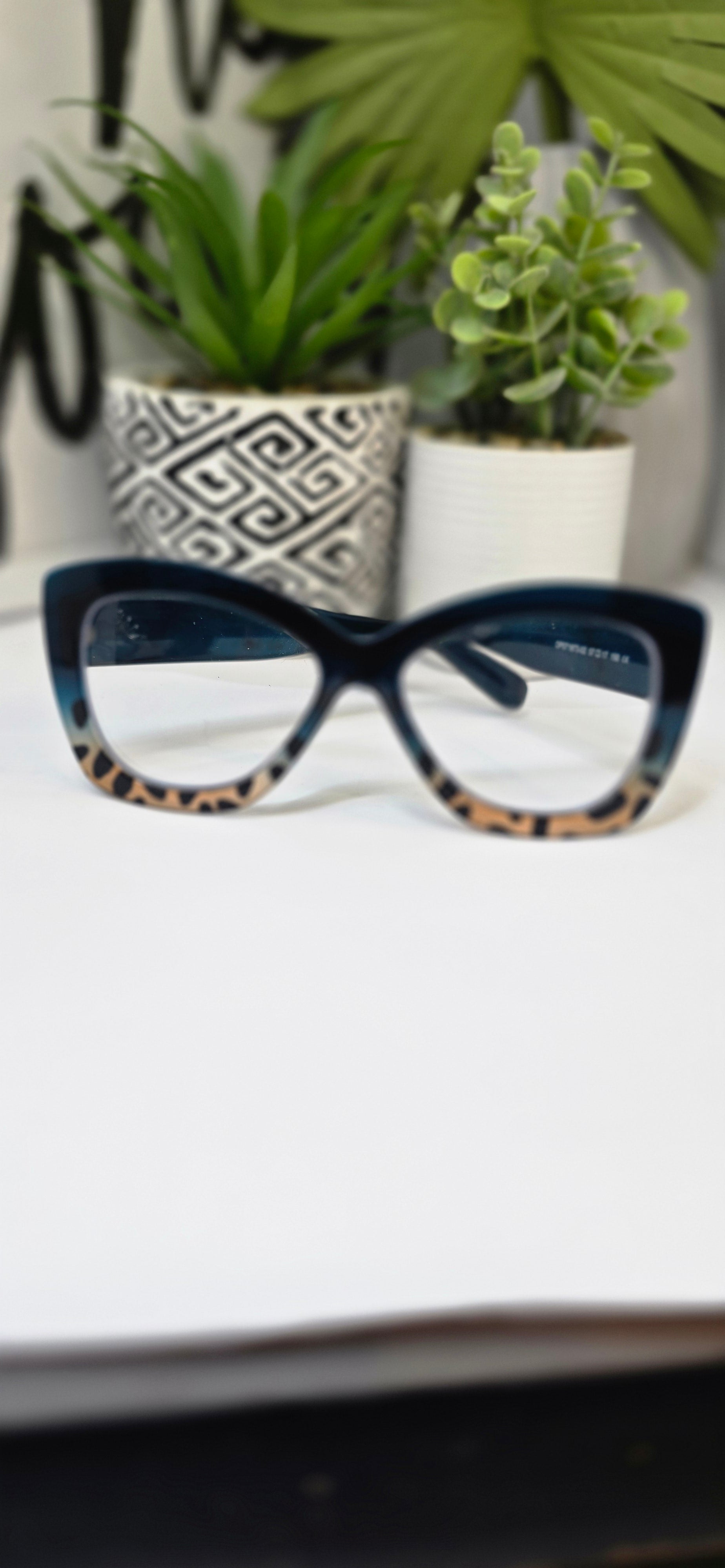 Ms.Natalie Cute Fashion Glasses Deep Teal and Tortoise