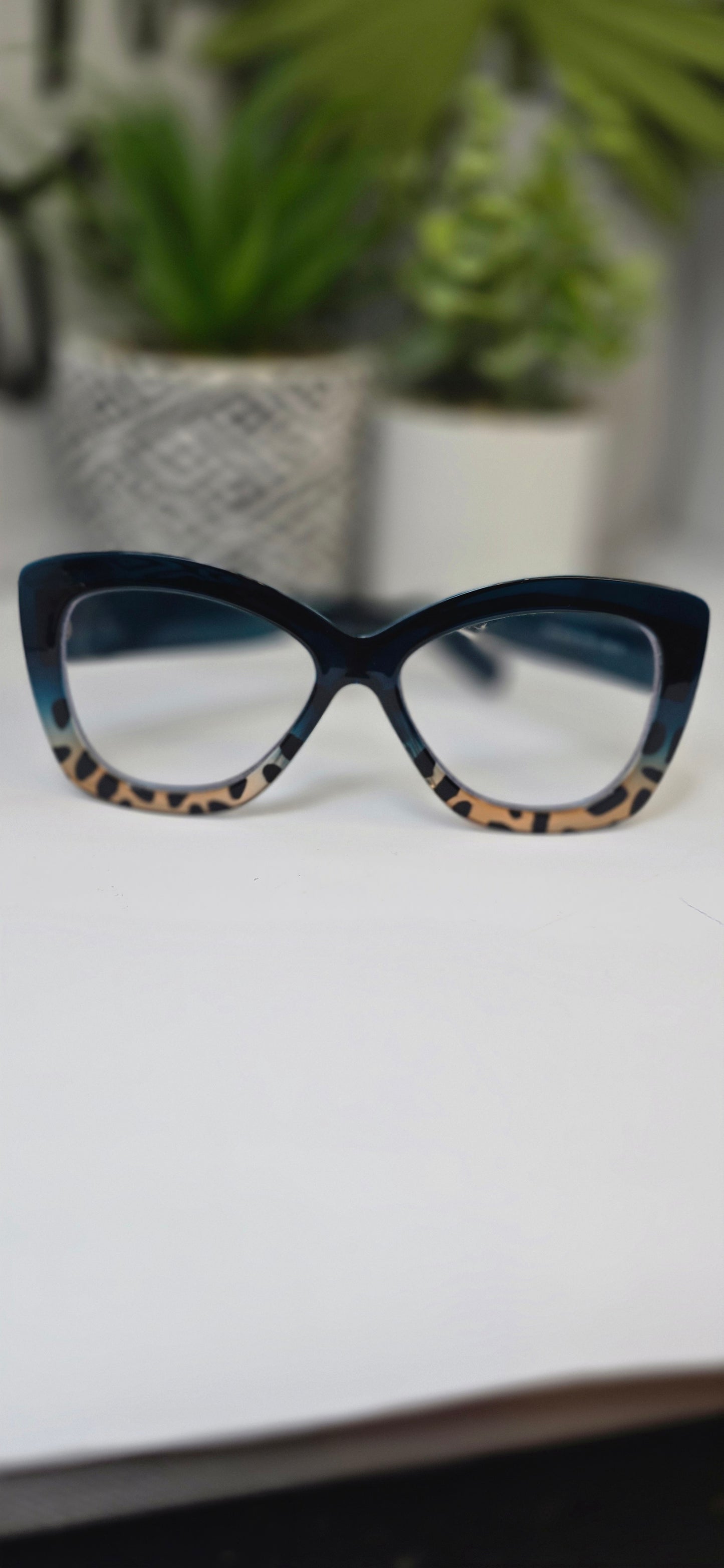 Ms.Natalie Cute Fashion Glasses Deep Teal and Tortoise