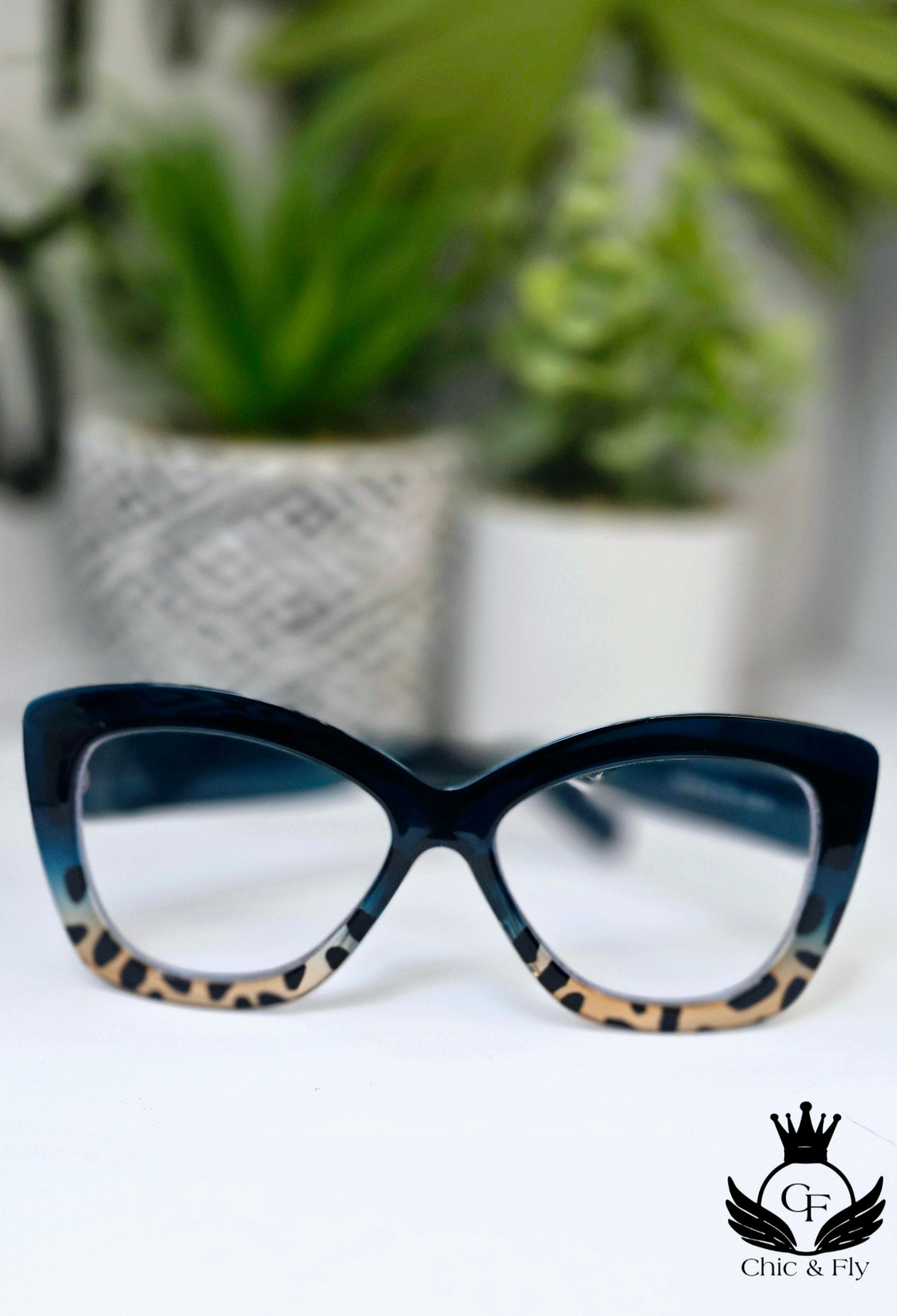 Ms.Natalie Cute Fashion Glasses Deep Teal and Tortoise