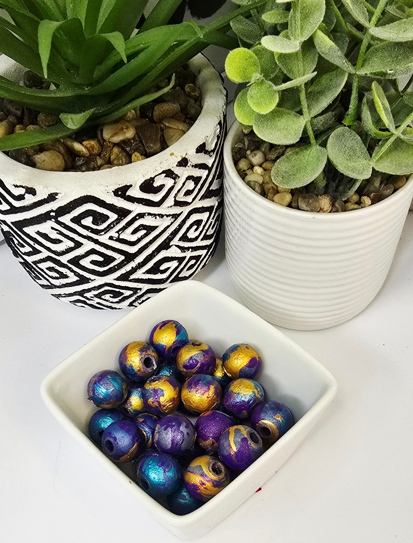 Purple, Gold, and Turquoise Handmade Beads