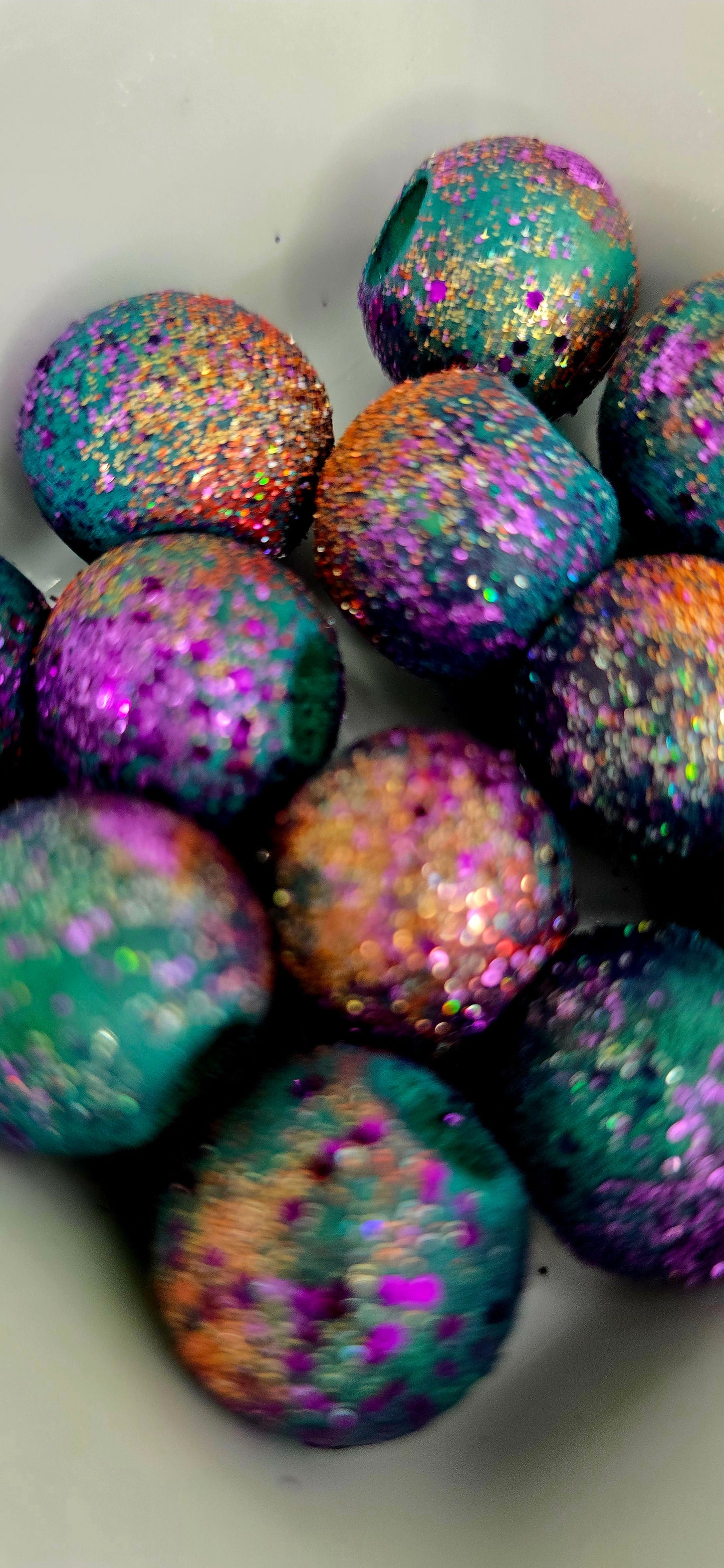 Purple Orange and Turquoise with Glitter Flakes