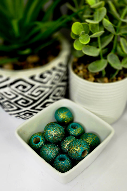 Turquoise with Gold Glitter Flakes