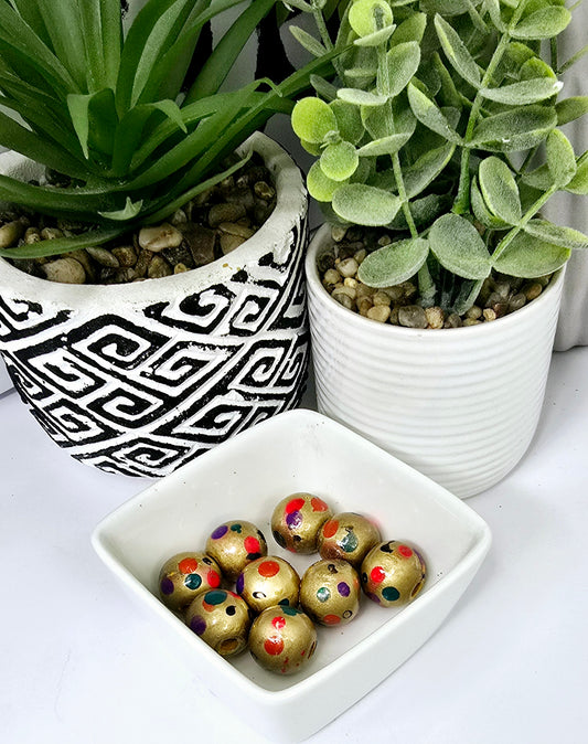 Gold Pink Purple Turquoise Black and Orange Polka Dot Beads