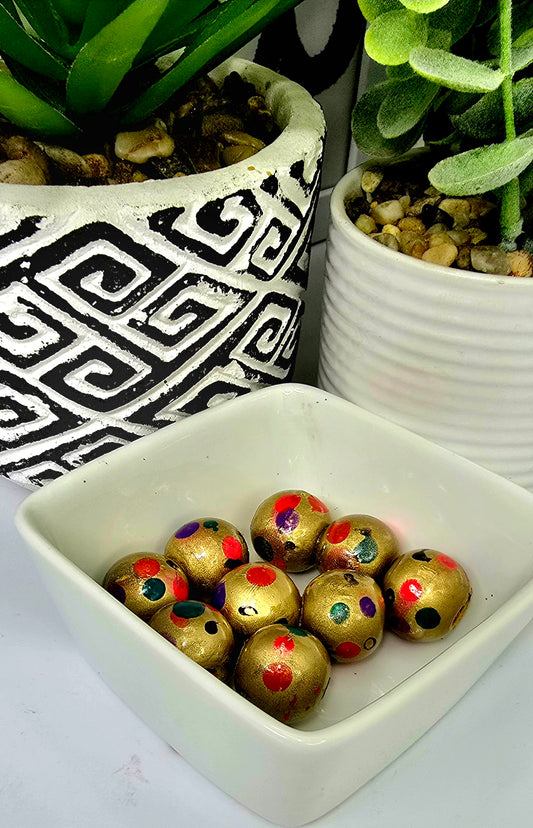 Gold Pink Purple Turquoise Black and Orange Polka Dot Beads