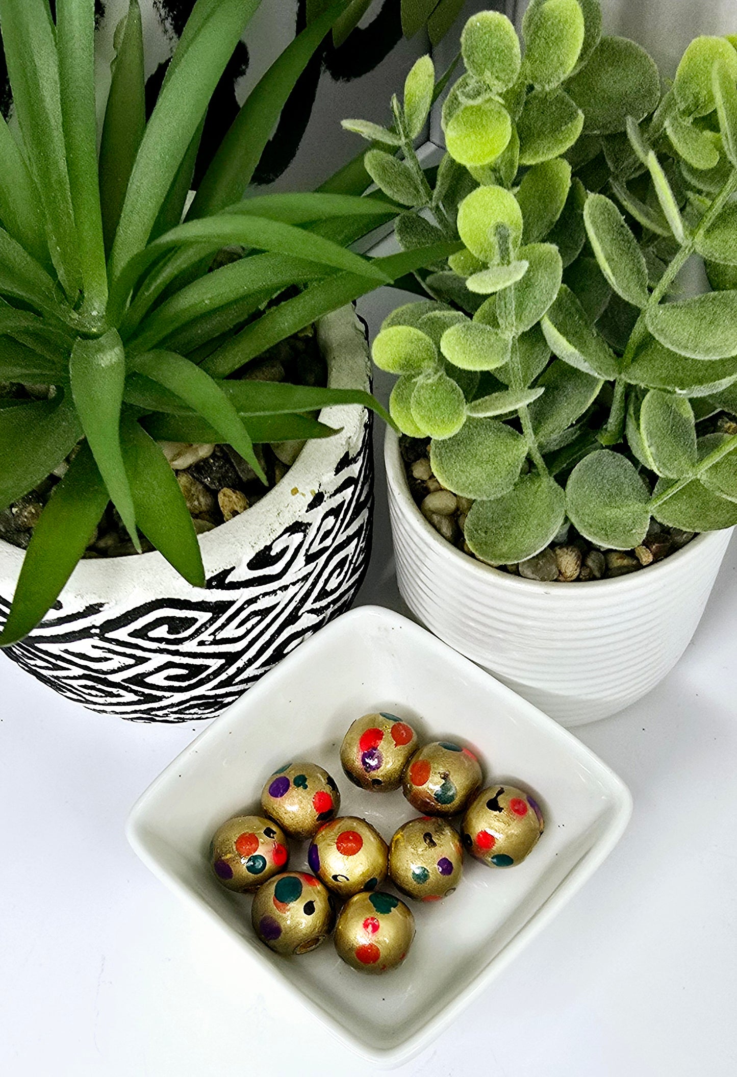 Gold Pink Purple Turquoise Black and Orange Polka Dot Beads