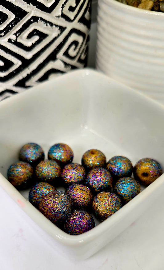 Purple Gold and Turquoise Glitter Beads