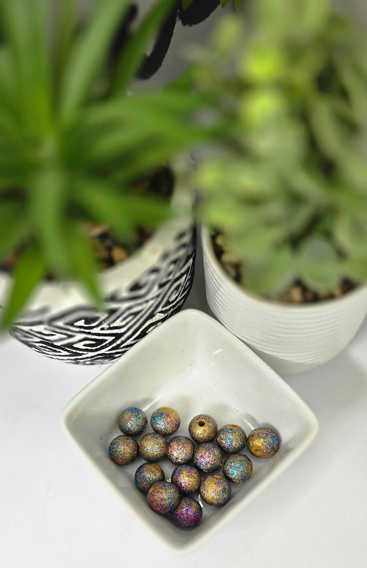 Purple Gold and Turquoise Glitter Beads
