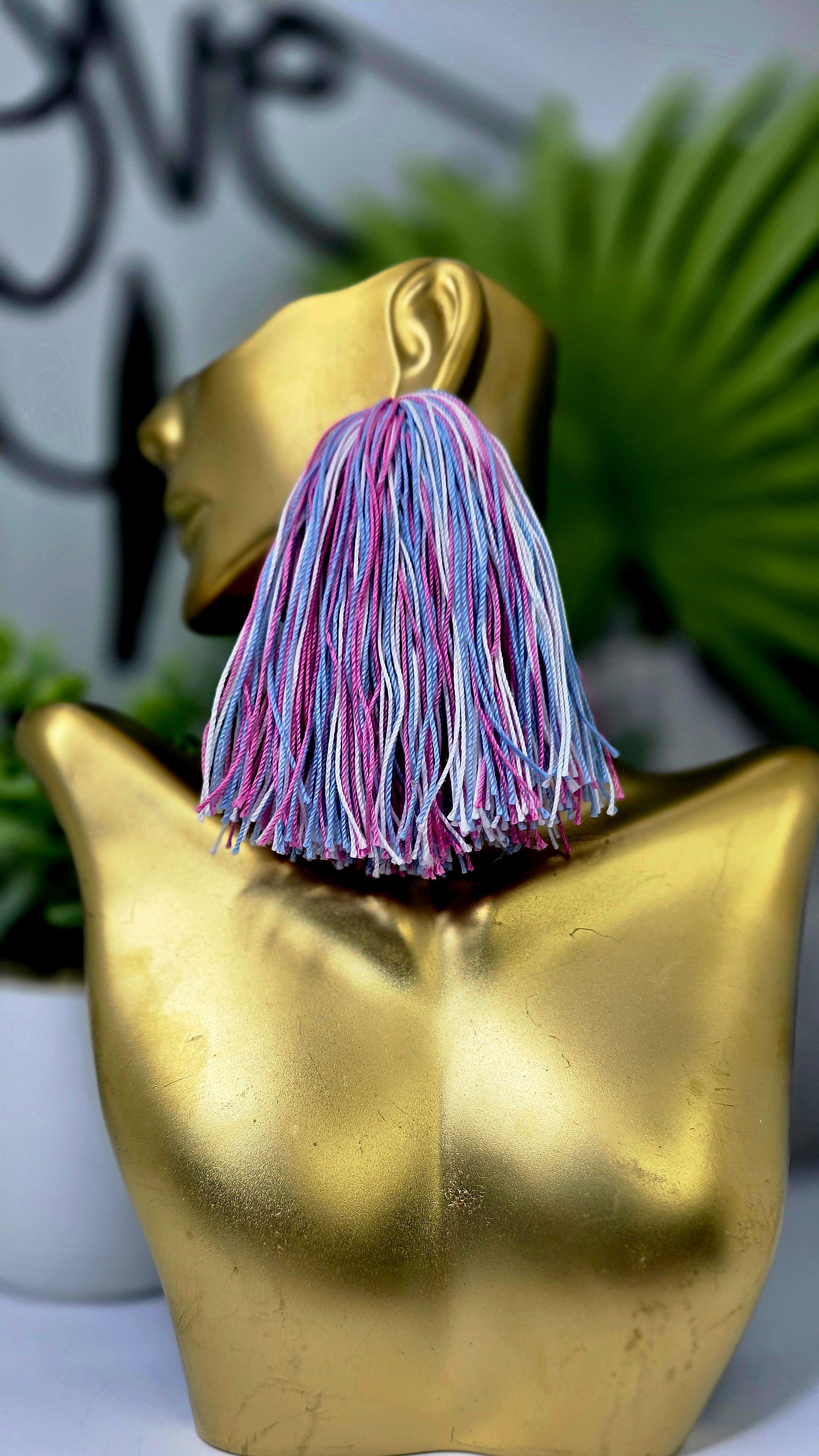 Pink and Light Blue Jack and Jill Inspired Tassel Earrings – Sassy, Lightweight, Bold & Statement-Making