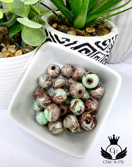 Chocolate Pearl and Mint Green