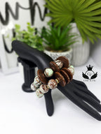 Mint and Green Hand Painted Beaded Bracelet, Colorful Artisan Statement Jewelry Gift (Copy)