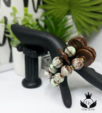 Mint and Green Hand Painted Beaded Bracelet, Colorful Artisan Statement Jewelry Gift (Copy)