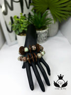 Mint and Green Hand Painted Beaded Bracelet, Colorful Artisan Statement Jewelry Gift (Copy)