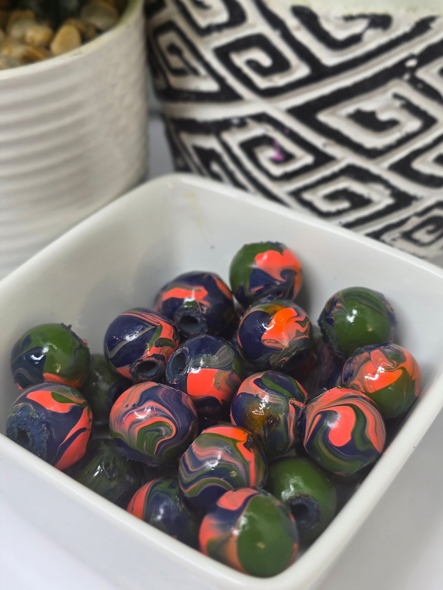 Coral, Military Green and Navy Blue