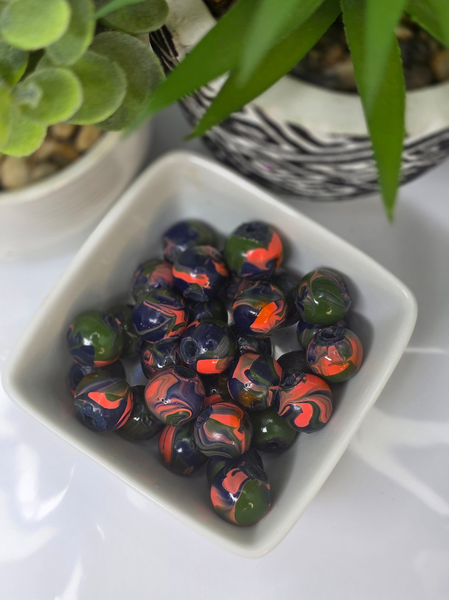 Coral, Military Green and Navy Blue