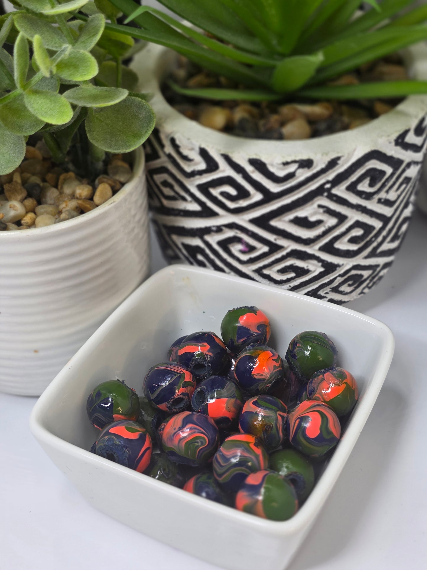 Coral, Military Green and Navy Blue