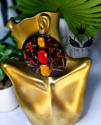 Ms.Nakita Red Black Gold Extra Large Stud Earrings