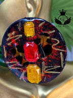 Ms.Nakita Red Black Gold Extra Large Stud Earrings