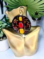 Ms.Nakita Red Black Gold Extra Large Stud Earrings