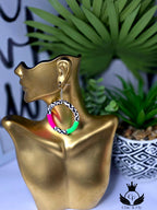 Pink, Green and Black and White Hoop Earrings Lightweight, Bold & Statement-Making