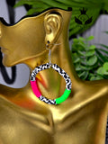 Pink, Green and Black and White Hoop Earrings Lightweight, Bold & Statement-Making
