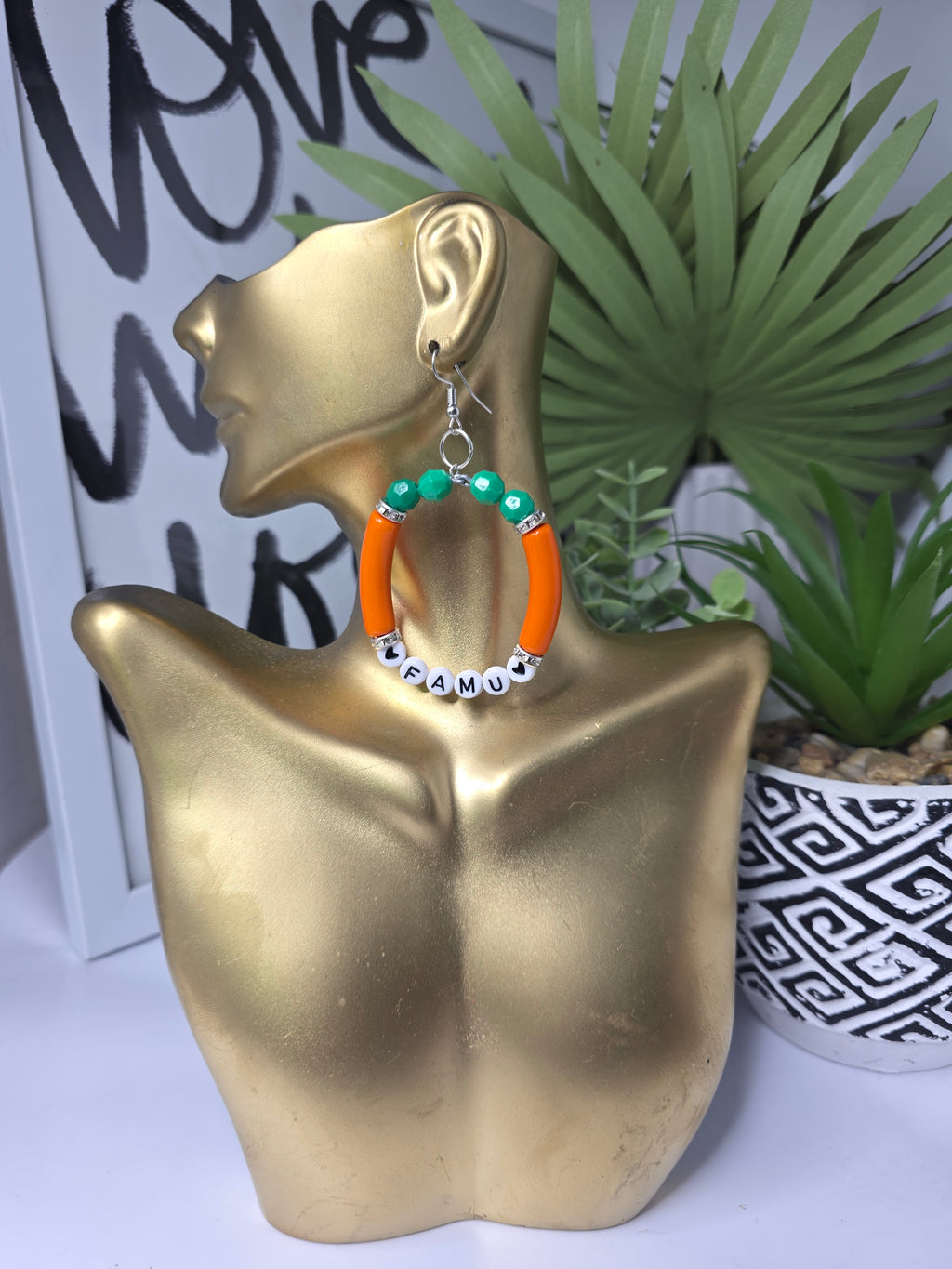 Orange, Green and White Hoop Earrings Lightweight, Bold & Statement-Making