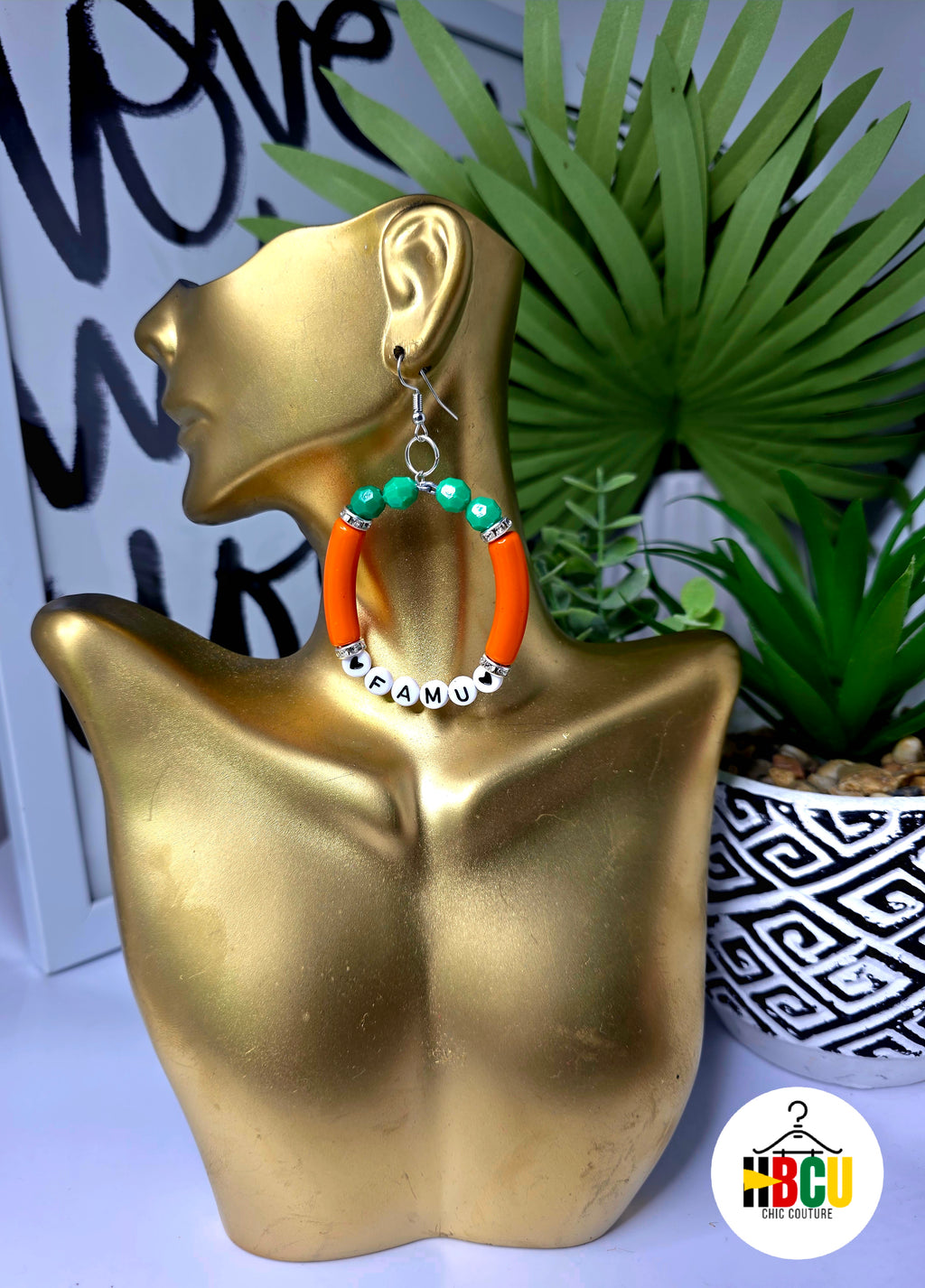 Orange, Green and White Hoop Earrings Lightweight, Bold & Statement-Making